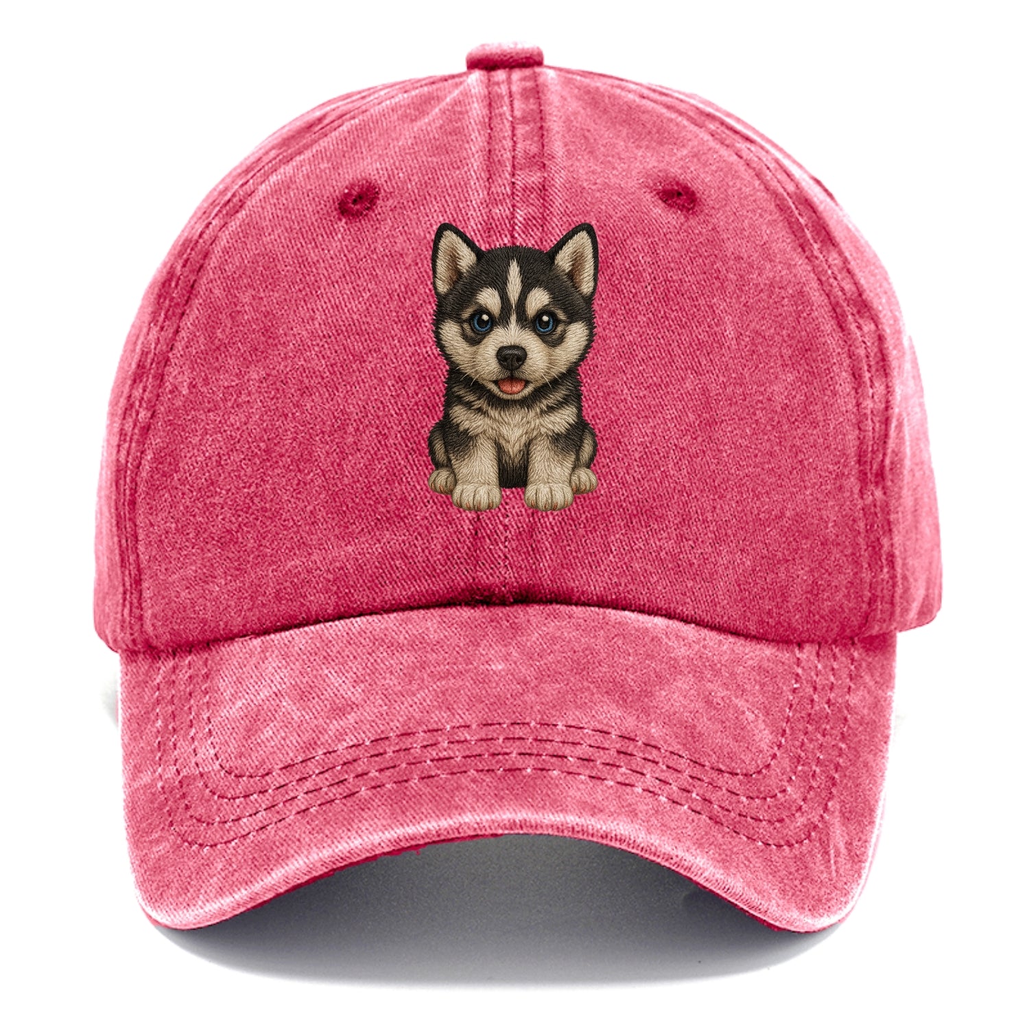 Baby Siberian Husky Puppy - blue or bi-colored eyes, fluffy coat, wolf-like, - Classic Cap - Pomegranate Blush(Pink)