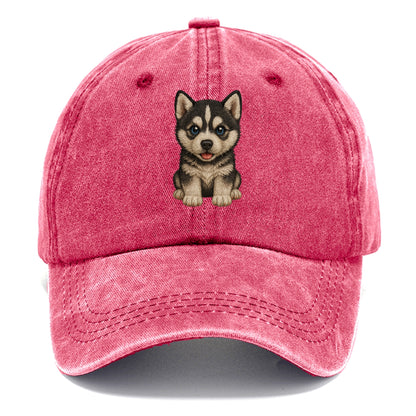 Baby Siberian Husky Puppy - blue or bi-colored eyes, fluffy coat, wolf-like, - Classic Cap - Pomegranate Blush(Pink)