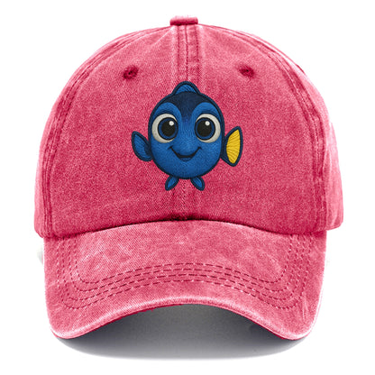 Baby Blue Tang - bright blue with yellow tail, big eyes, front-facing, Dory-style - Classic Cap - Pomegranate Blush(Pink)