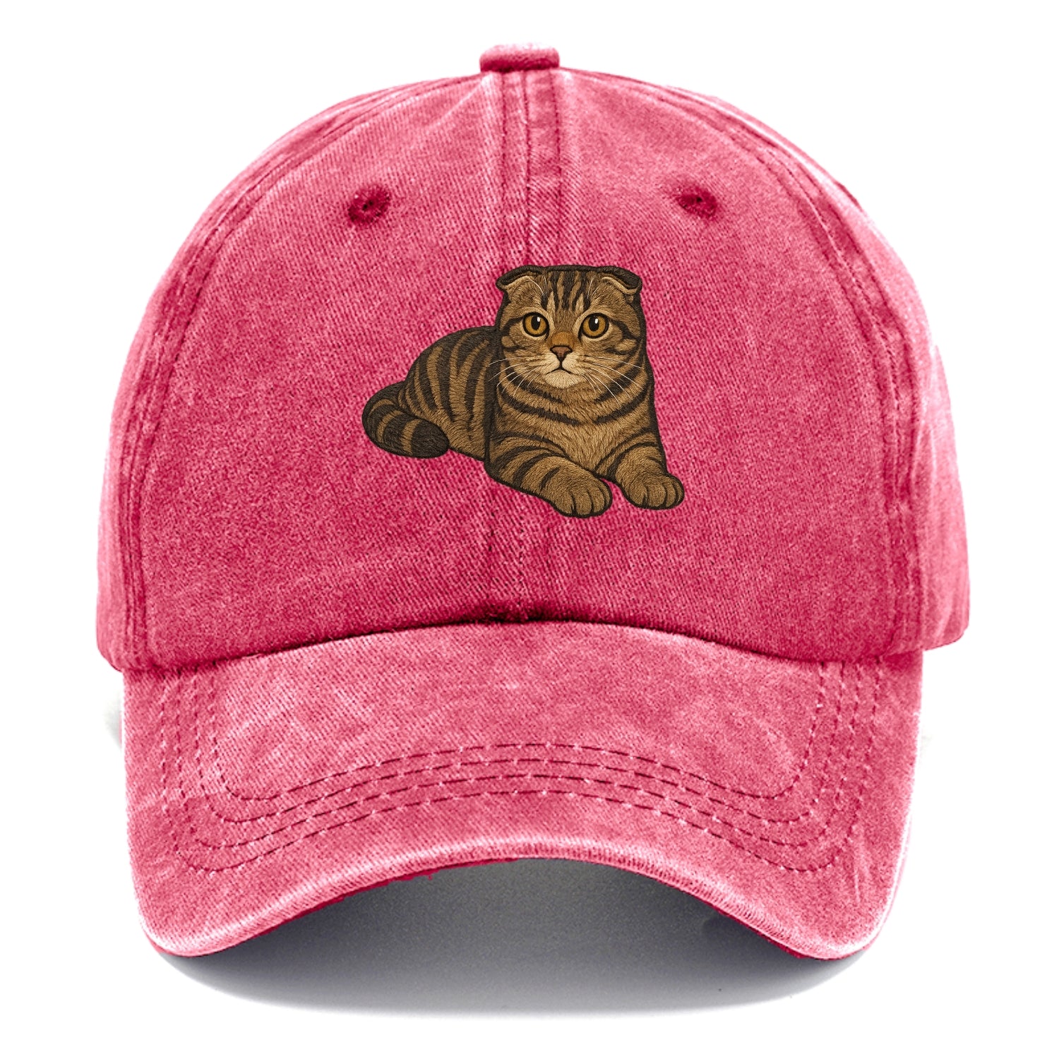 Scottish Fold  relaxed lying down with h Classic Cap - Pomegranate Blush(Pink)