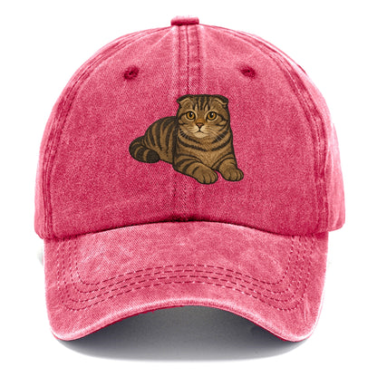 Scottish Fold  relaxed lying down with h Classic Cap - Pomegranate Blush(Pink)