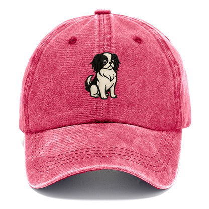 Japanese Chin - Black and white sitting Classic Cap - Pomegranate Blush(Pink)