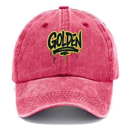 Bold typography design - "GOLDEN" - precious, valuable, excellent - Classic Cap - Pomegranate Blush(Pink)