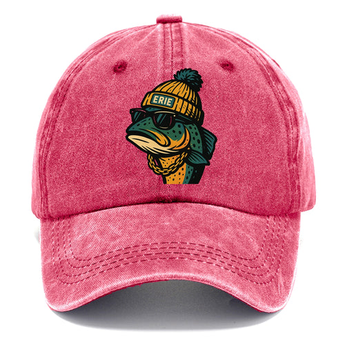 Erie Lake Trout wearing Erie beanie with pom pom and wayfarer sunglasses - Classic Cap