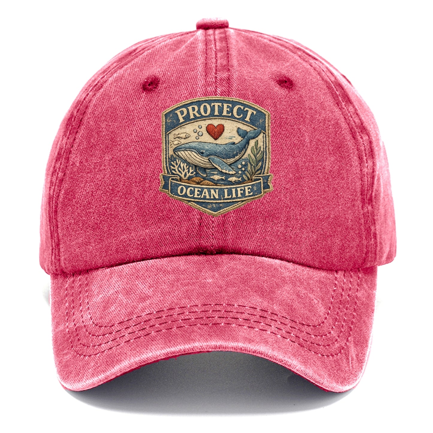 PROTECT OCEAN LIFE - whale with heart in blue , marine conservation - Classic Cap - Pomegranate Blush(Pink)