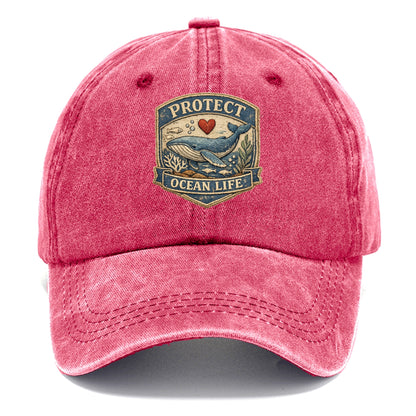 PROTECT OCEAN LIFE - whale with heart in blue , marine conservation - Classic Cap - Pomegranate Blush(Pink)