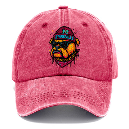 Starkville Bulldog wearing Mississippi State beanie with M patch - Classic Cap - Pomegranate Blush(Pink)