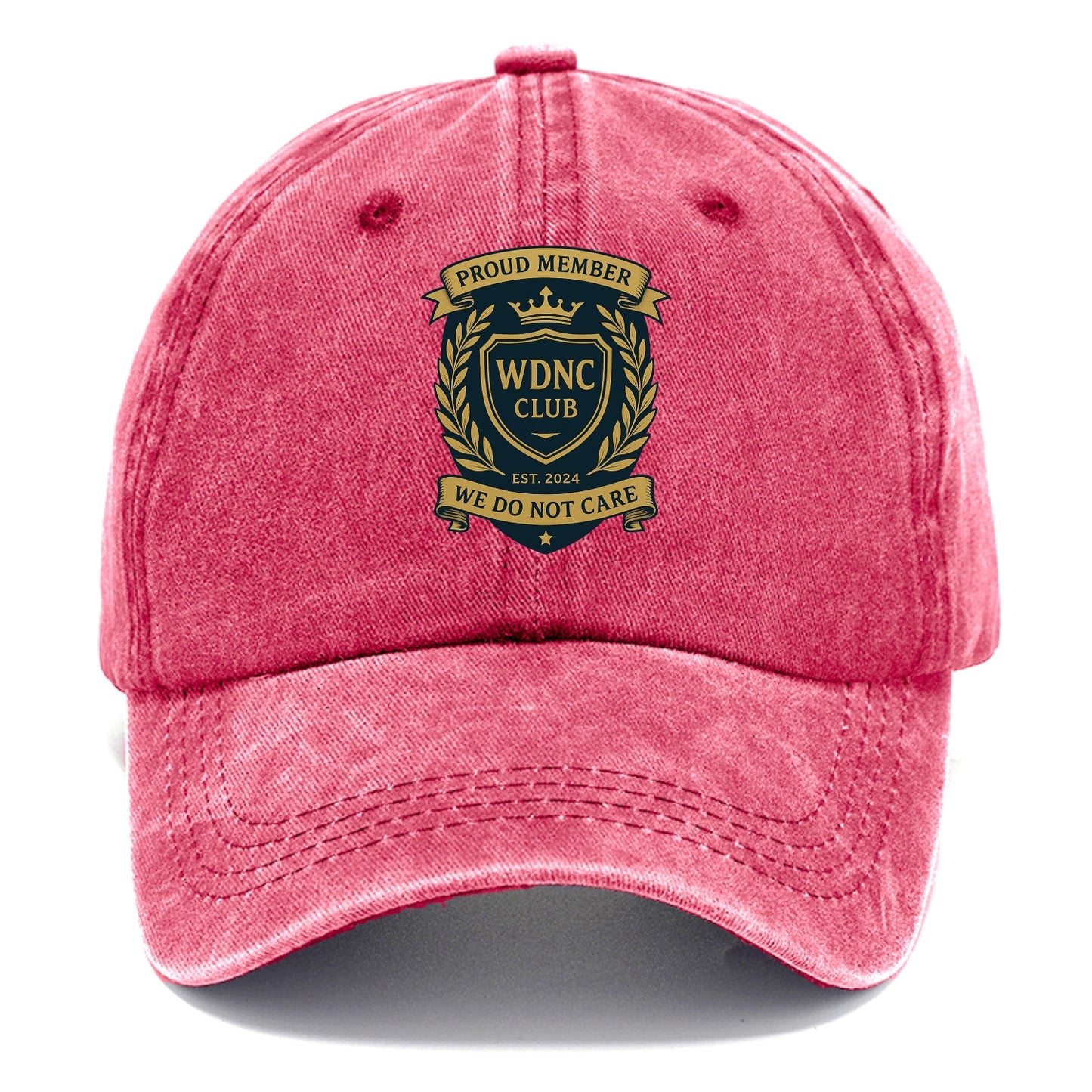 Proud Member badge with laurel wreath - "WDNC CLUB - We Do Not Care" - apathy pride - Classic Cap - Pomegranate Blush(Pink)