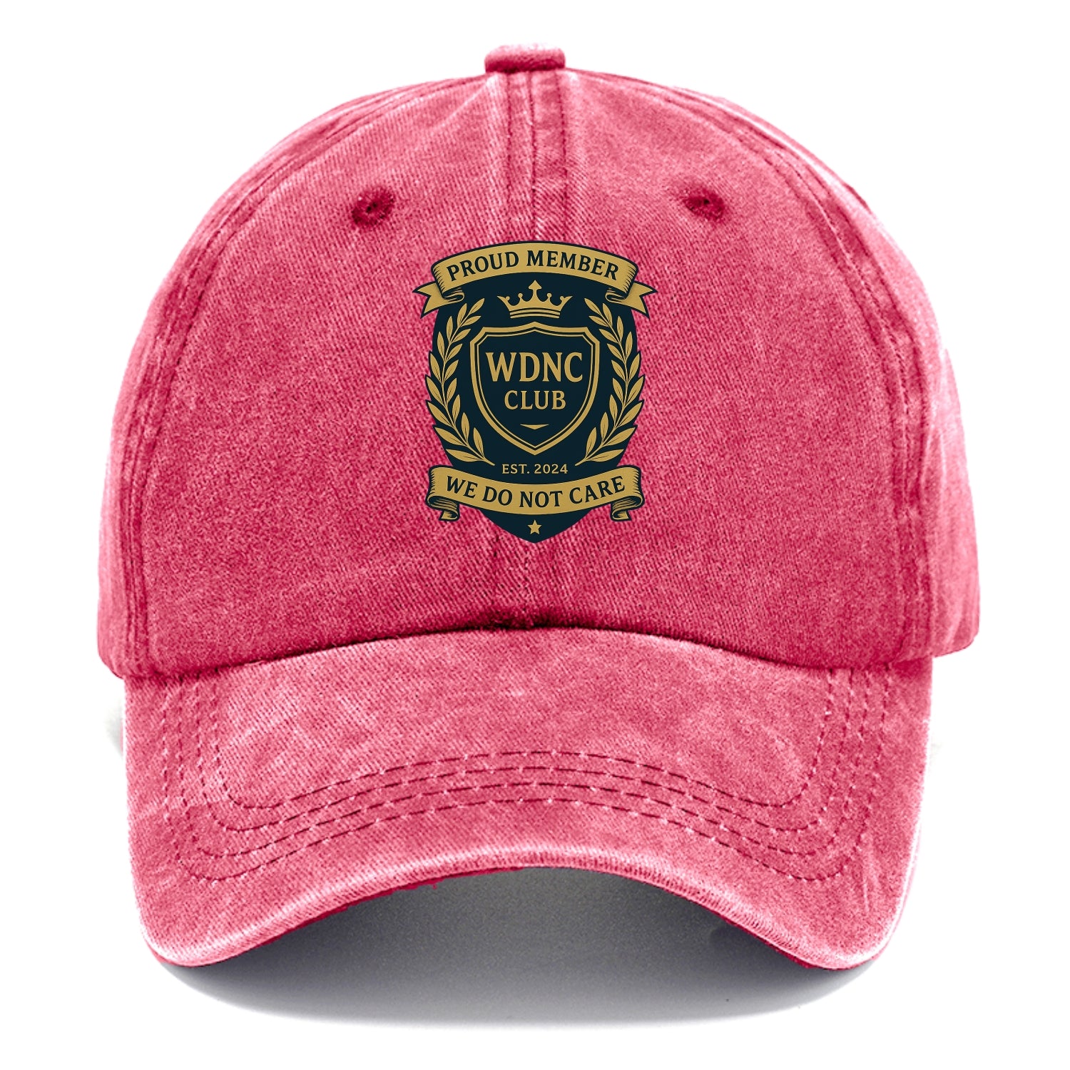 Proud Member badge with laurel wreath - "WDNC CLUB - We Do Not Care" - apathy pride - Classic Cap - Pomegranate Blush(Pink)