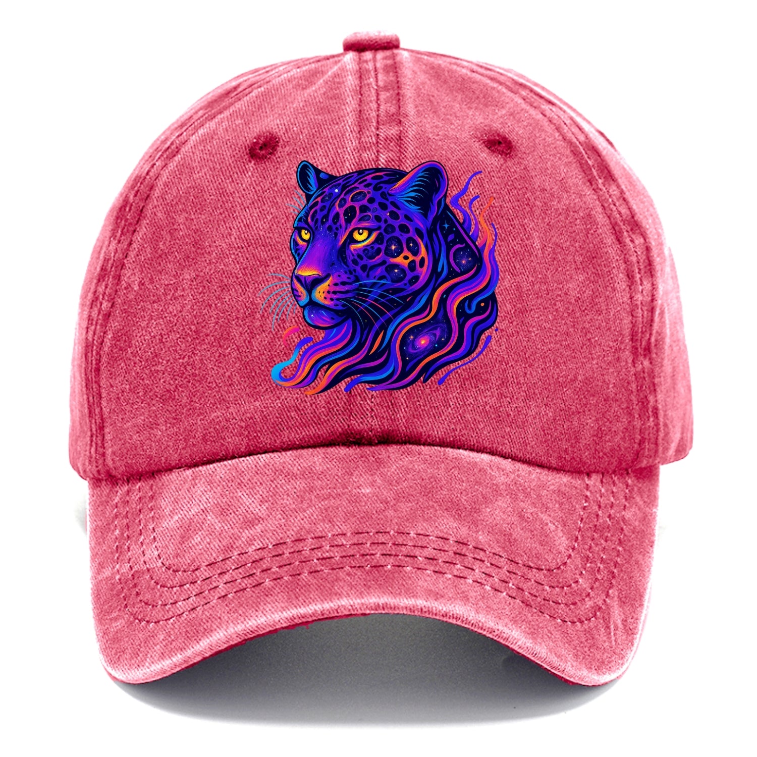 Powerful jaguar with rosettes containing miniature galaxies, cosmic purple and orange - Classic Cap - Pomegranate Blush(Pink)