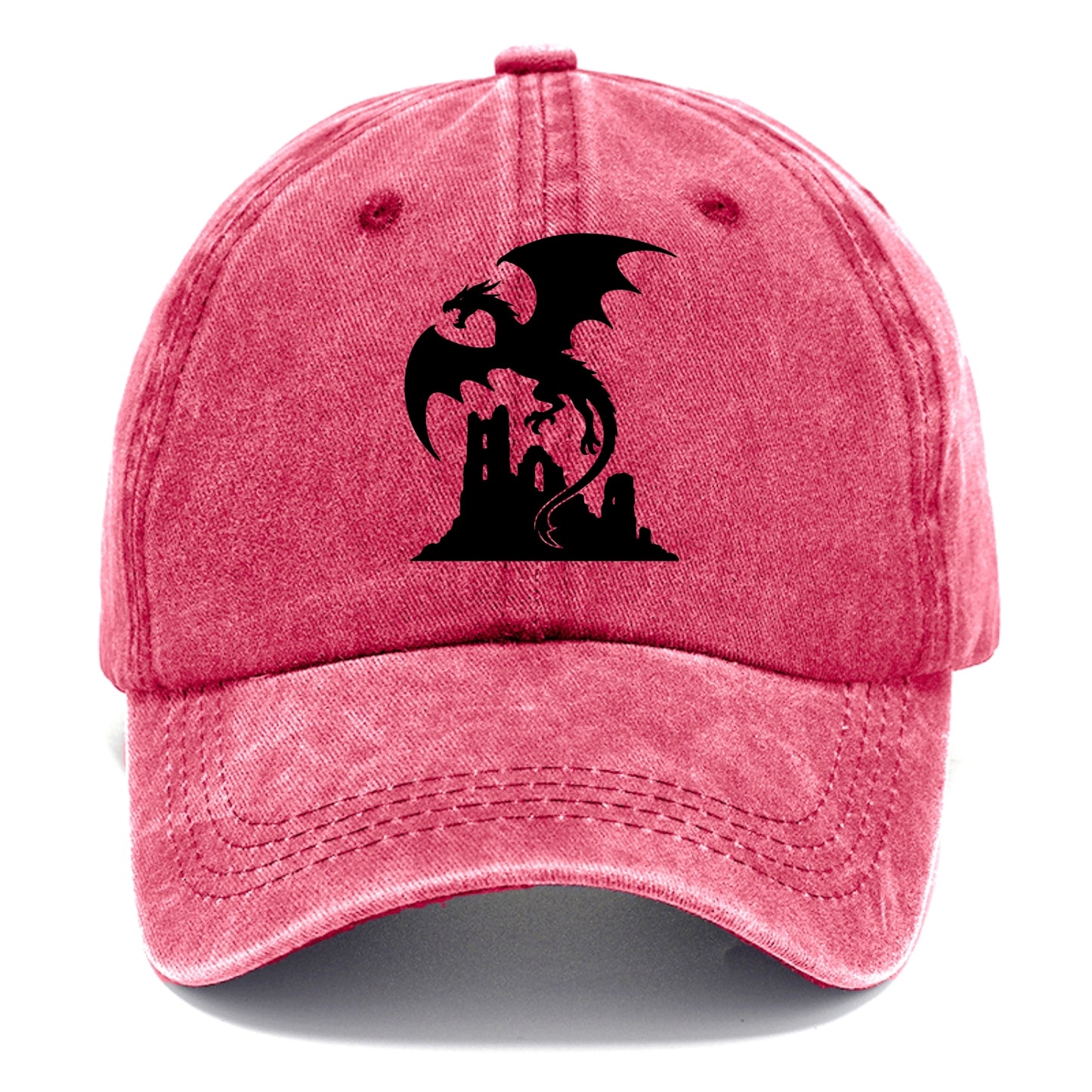 Dragon flying over castle ruins - Classic Cap - Pomegranate Blush(Pink)