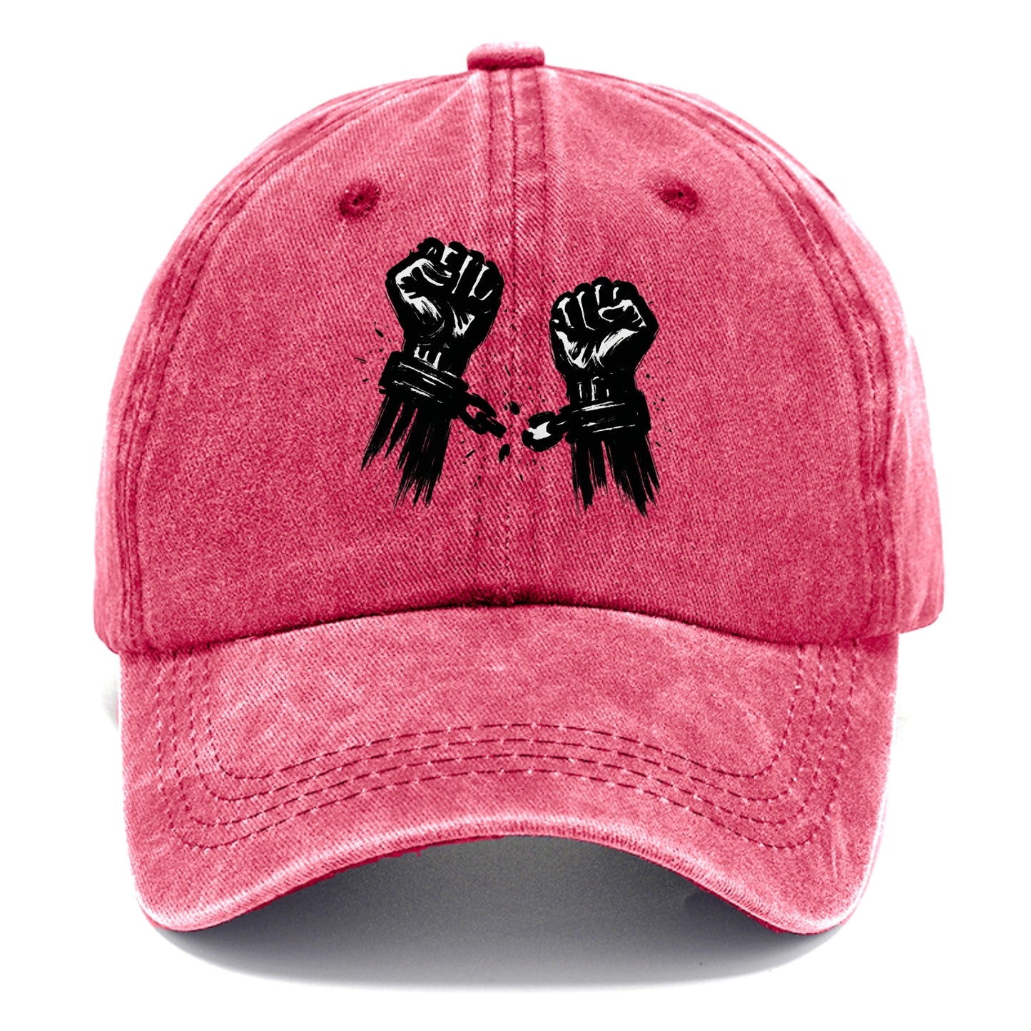 Two raised fists breaking chains - liberation and freedom ink painting - Classic Cap - Pomegranate Blush(Pink)