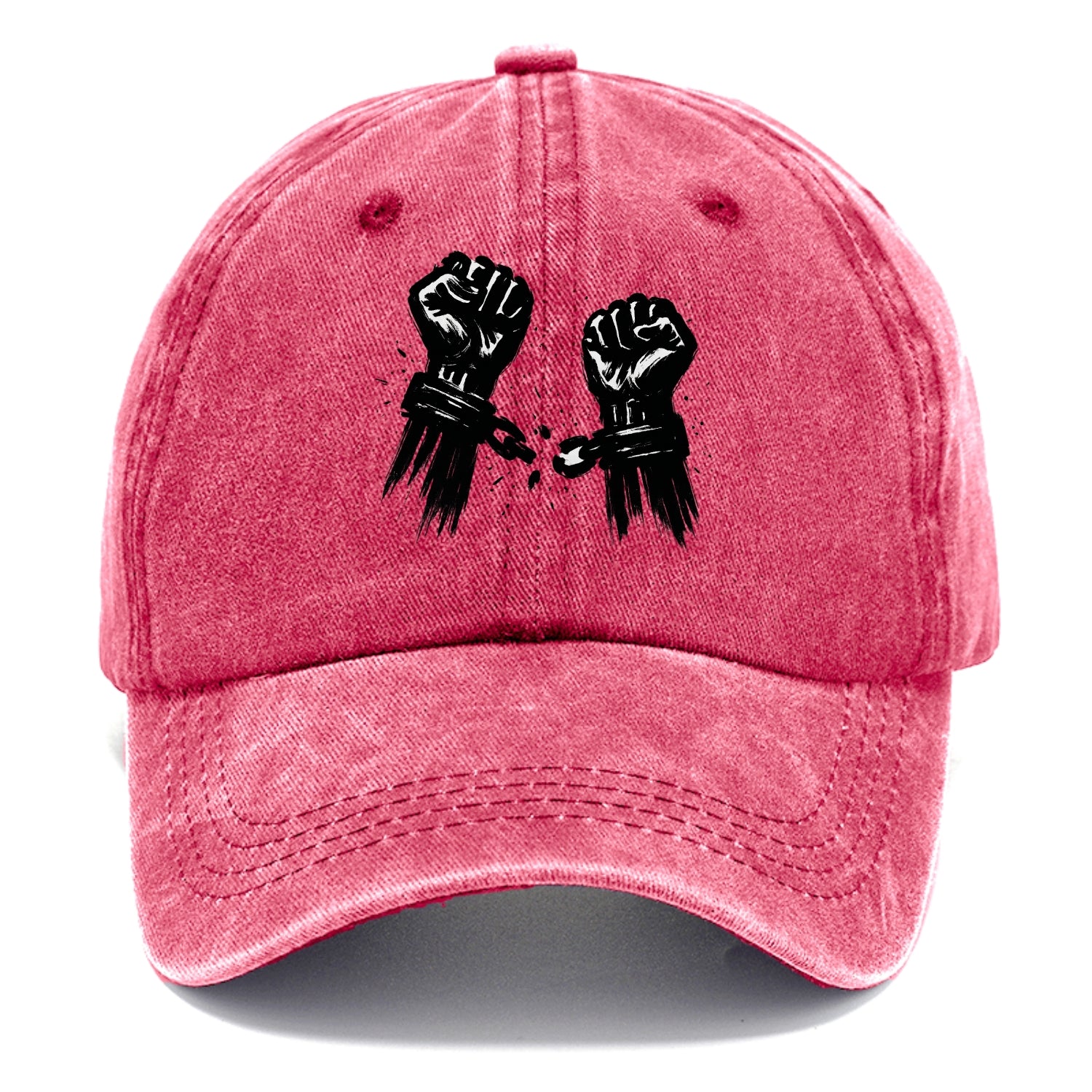 Two raised fists breaking chains - liberation and freedom ink painting - Classic Cap - Pomegranate Blush(Pink)