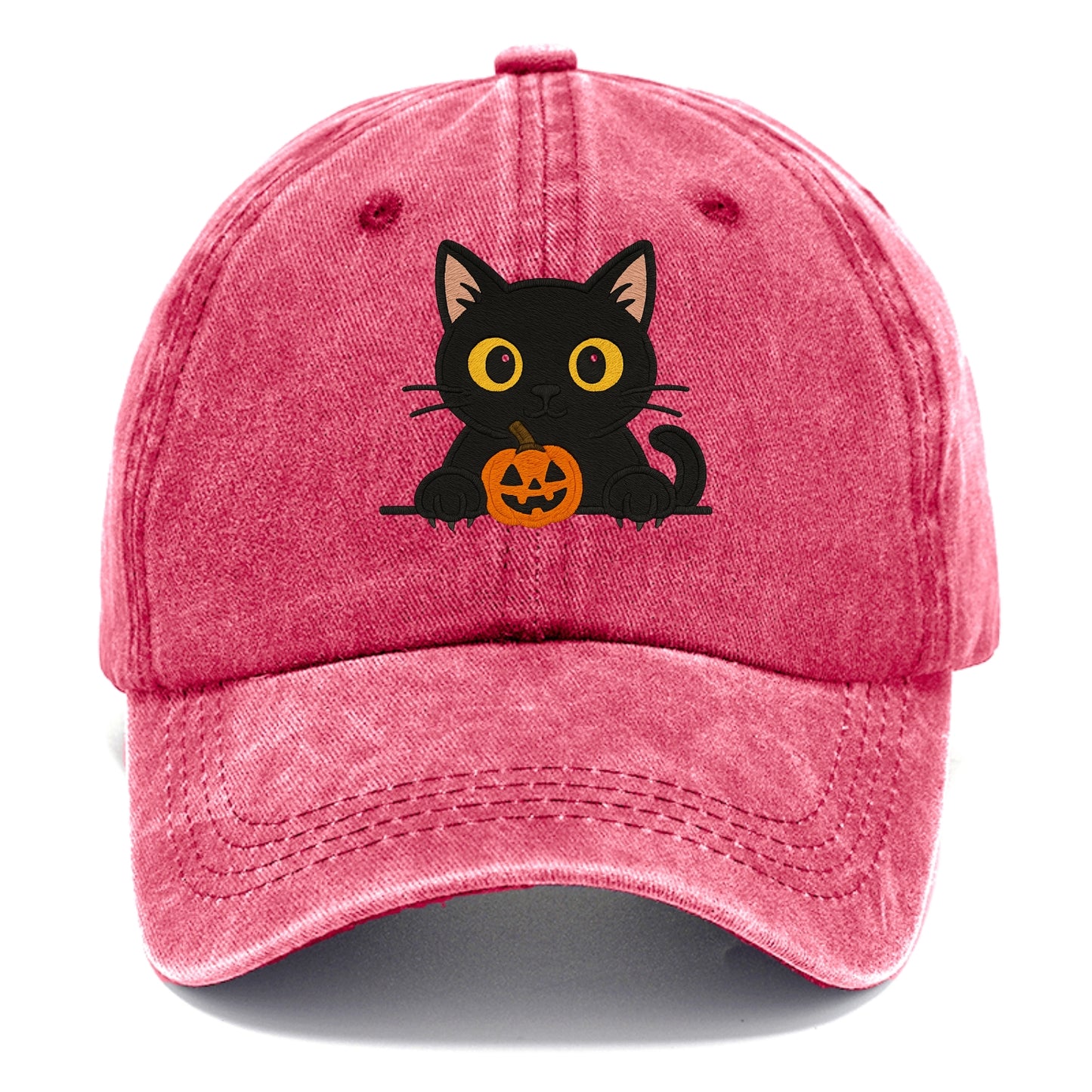Midnight the black cat wearing round spectacles while studying the viewer. - Classic Cap - Pomegranate Blush(Pink)