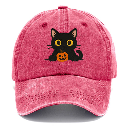 Midnight the black cat wearing round spectacles while studying the viewer. - Classic Cap - Pomegranate Blush(Pink)