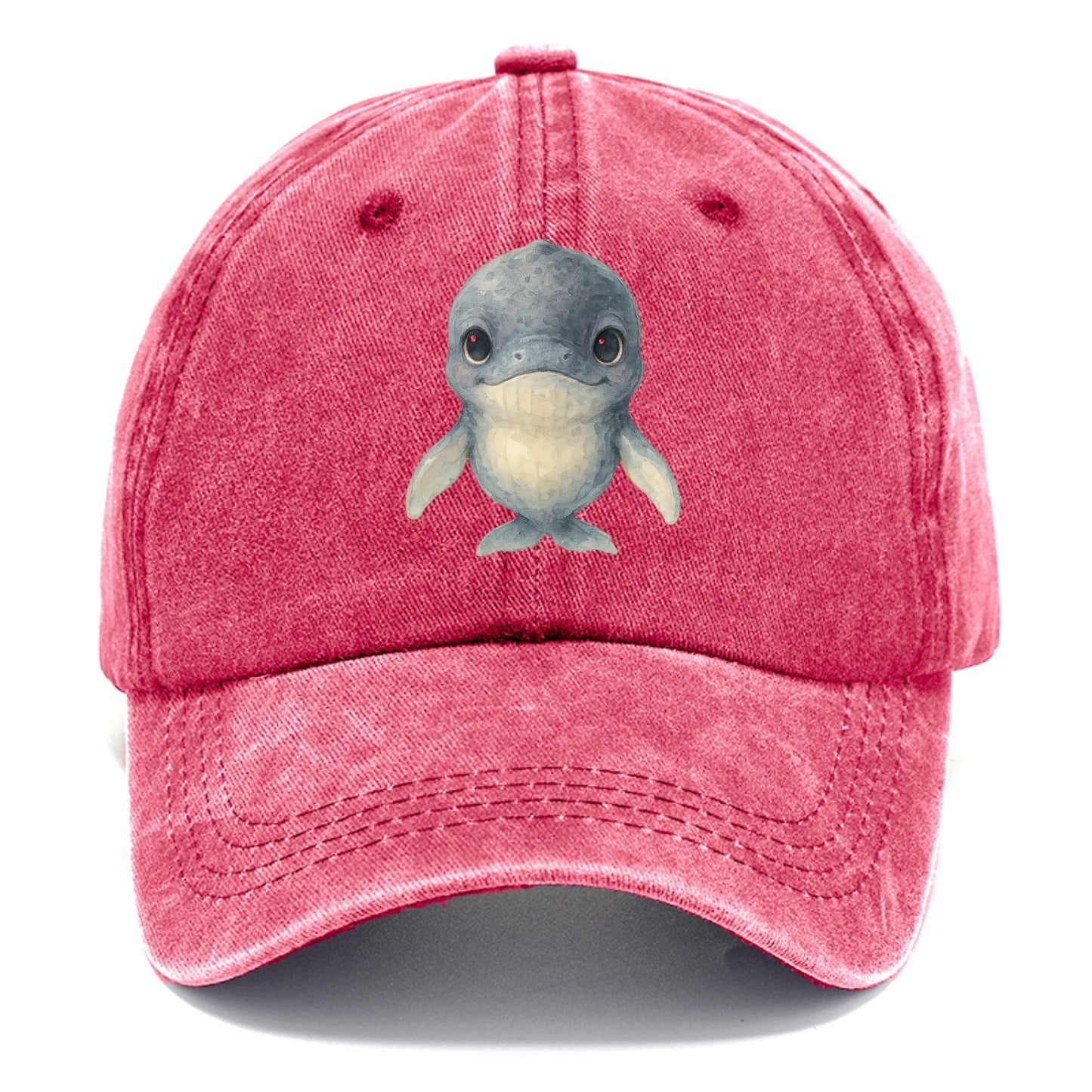 Baby Humpback Whale - dark gray with white flippers, large gentle eyes, front-facing, - Classic Cap - Pomegranate Blush(Pink)