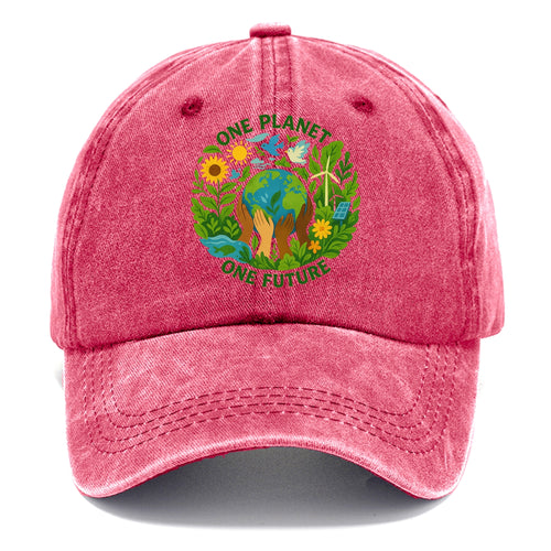 Globe surrounded by hands of all colors working together - One Planet, One Future - - Classic Cap