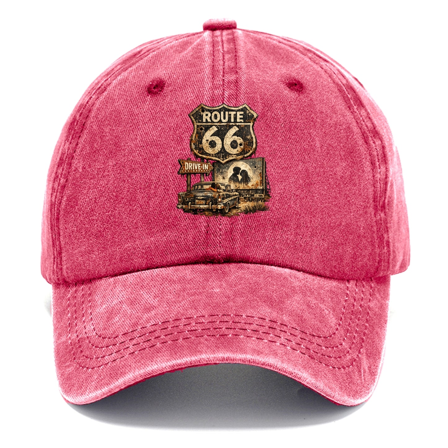 DRIVE-IN | Classic car at drive-in theater | Movie night romance | Americana - Classic Cap - Pomegranate Blush(Pink)