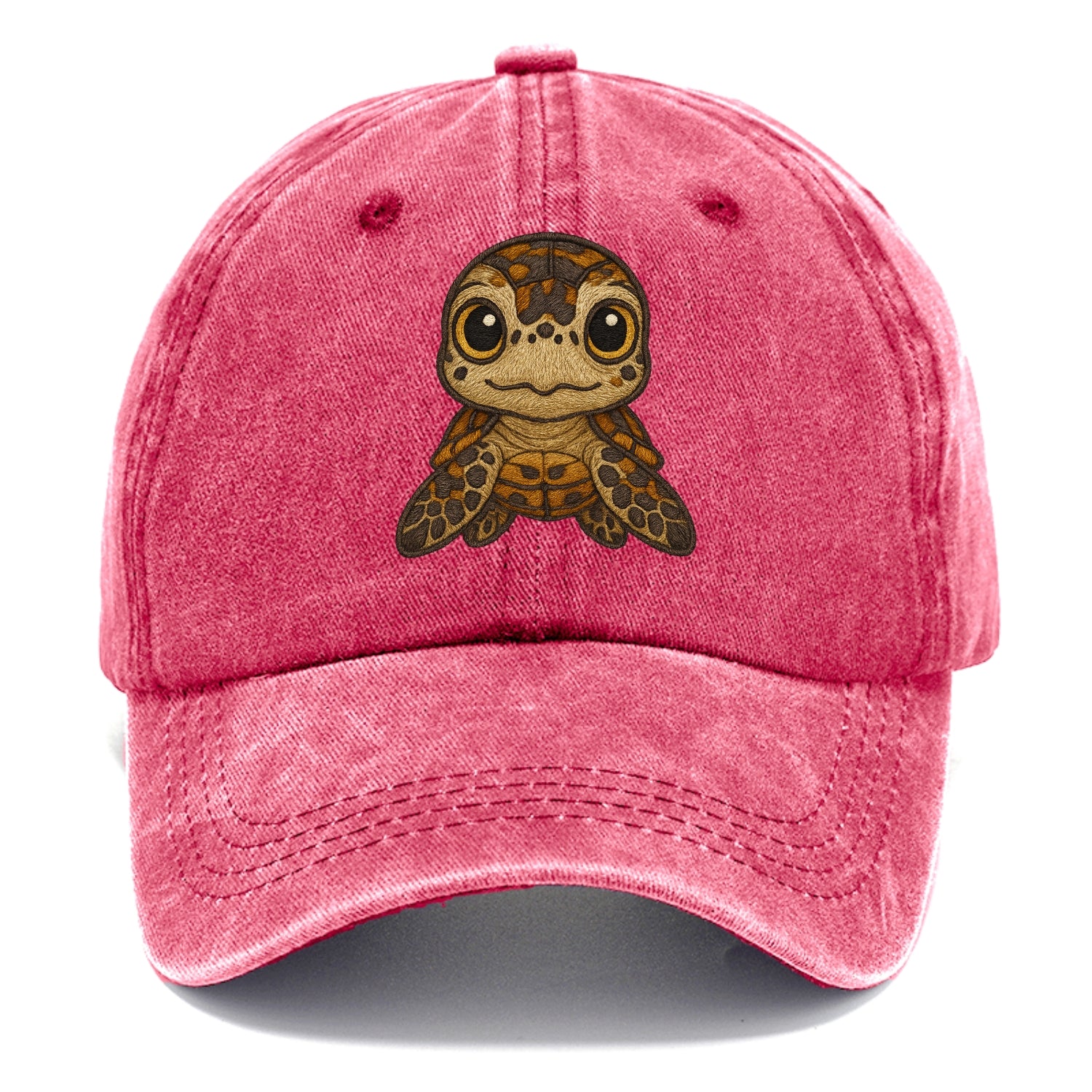 Baby Hawksbill Turtle - amber and brown shell pattern, curious golden eyes, - Classic Cap - Pomegranate Blush(Pink)