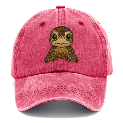 Baby Hawksbill Turtle - amber and brown shell pattern, curious golden eyes, - Classic Cap - Pomegranate Blush(Pink)