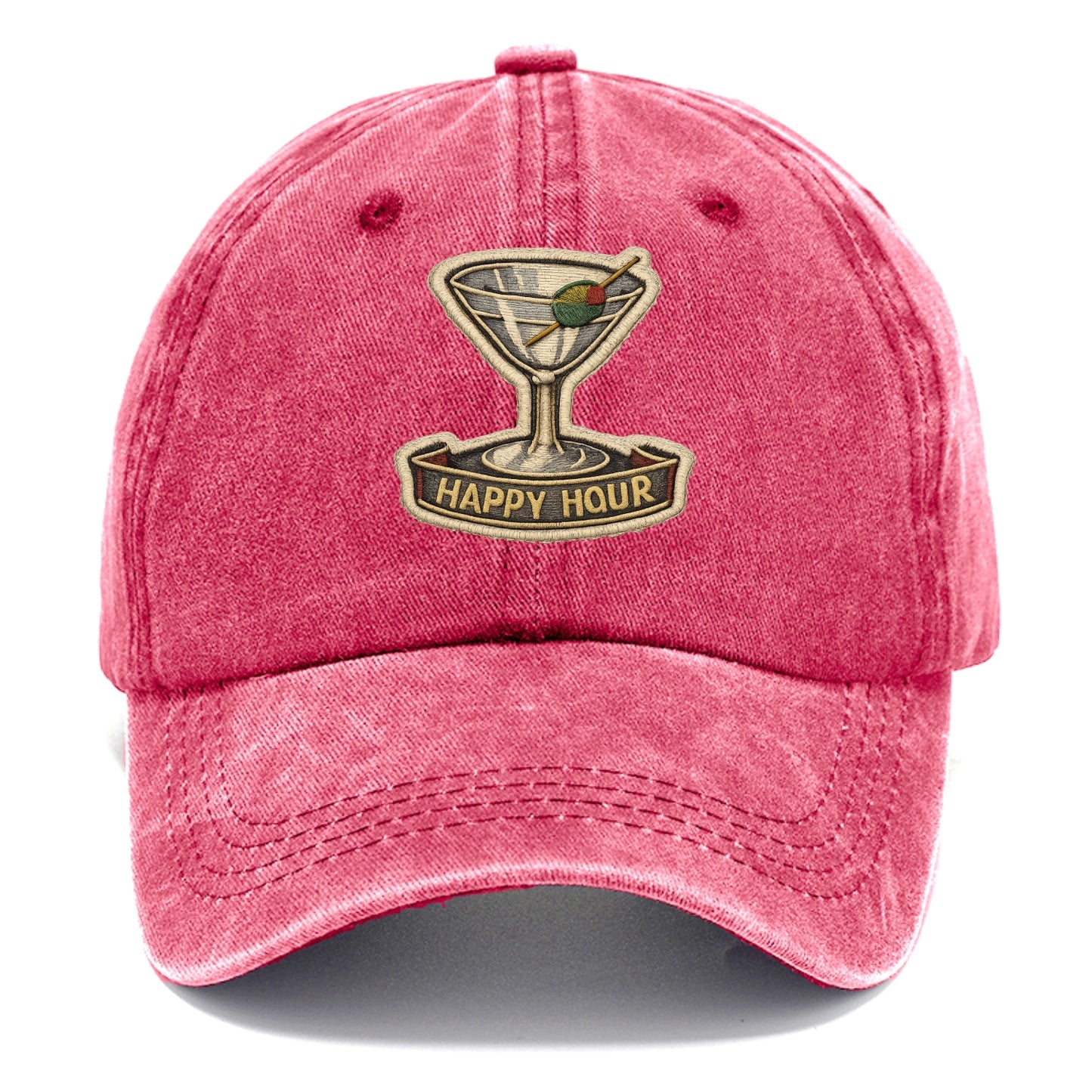 COCKTAIL MARTINI - martini glass with olive in silver and green , happy hour - Classic Cap - Pomegranate Blush(Pink)