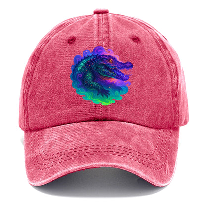 Primordial crocodile with scales pulsing plasma energy in green and purple, ancient - Classic Cap - Pomegranate Blush(Pink)