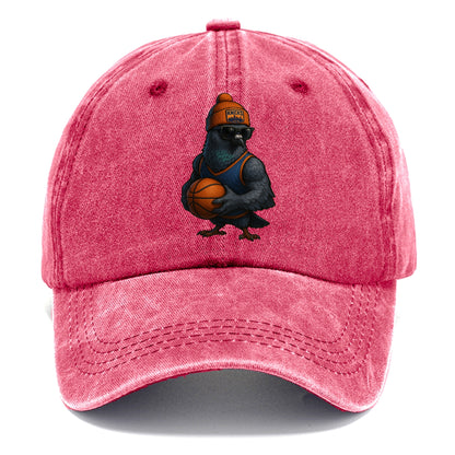 Manhattan Pigeon wearing Knicks beanie with skyline patch and wayfarer sunglasses - Classic Cap - Pomegranate Blush(Pink)