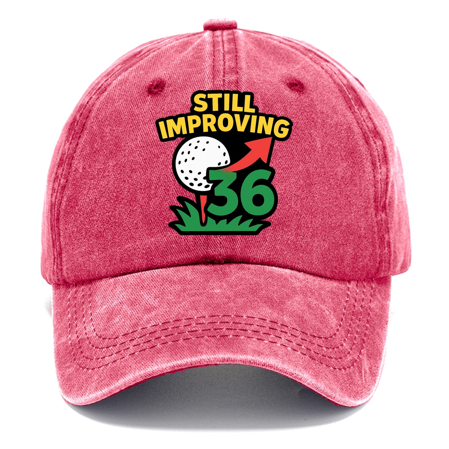 Handicap number getting higher with arrow - "Still Improving" - optimistic handicap - Classic Cap - Pomegranate Blush(Pink)