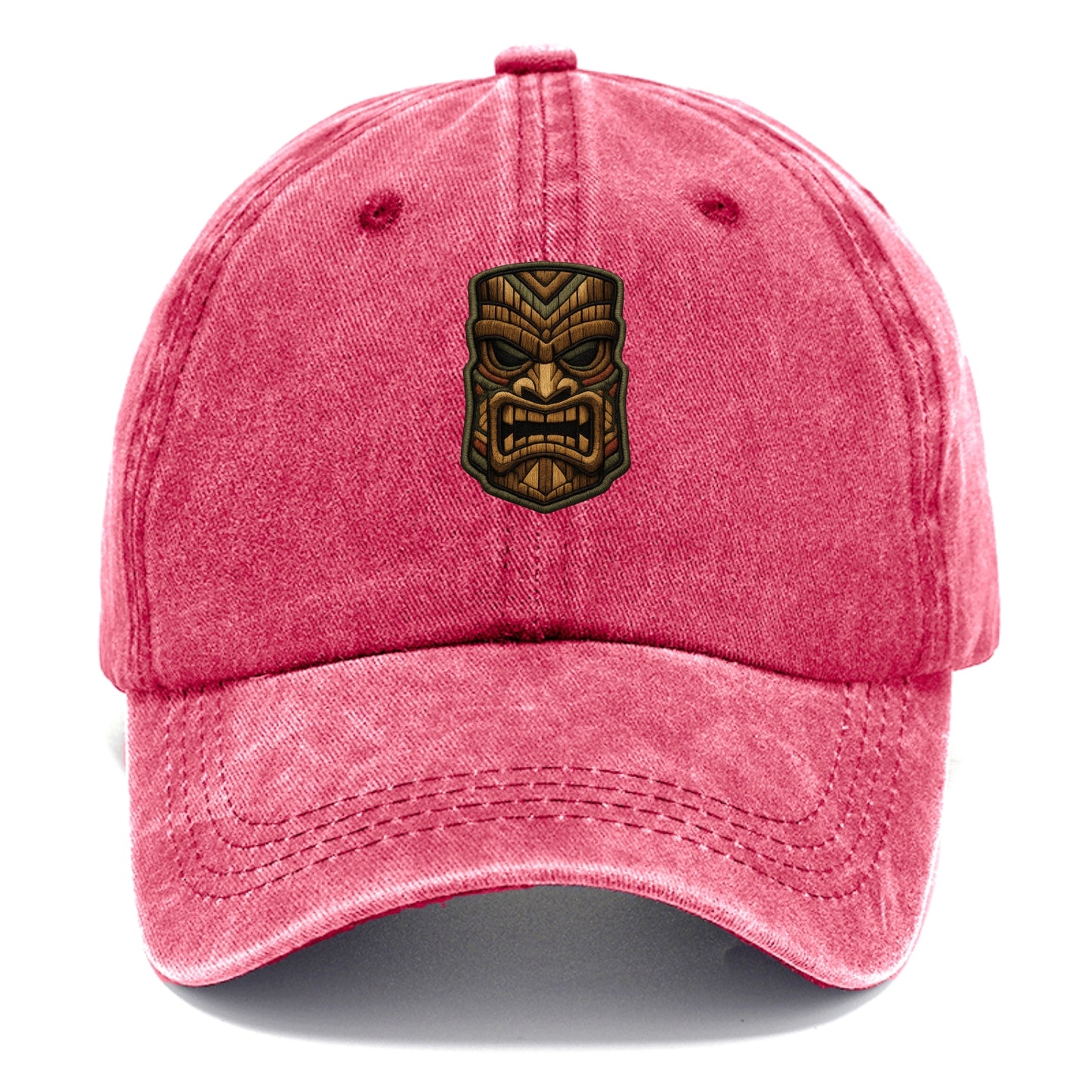 TIKI MASK - carved totem in brown and red , Polynesian - Classic Cap - Pomegranate Blush(Pink)