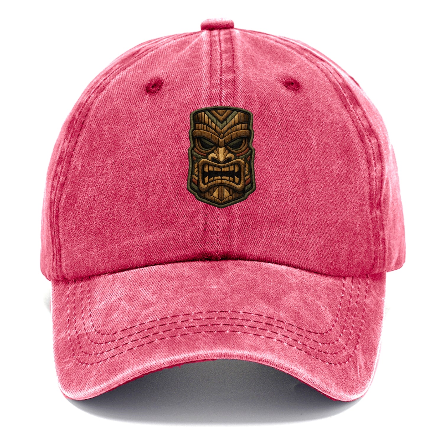 TIKI MASK - carved totem in brown and red , Polynesian - Classic Cap - Pomegranate Blush(Pink)