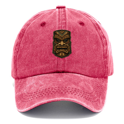 TIKI MASK - carved totem in brown and red , Polynesian - Classic Cap - Pomegranate Blush(Pink)