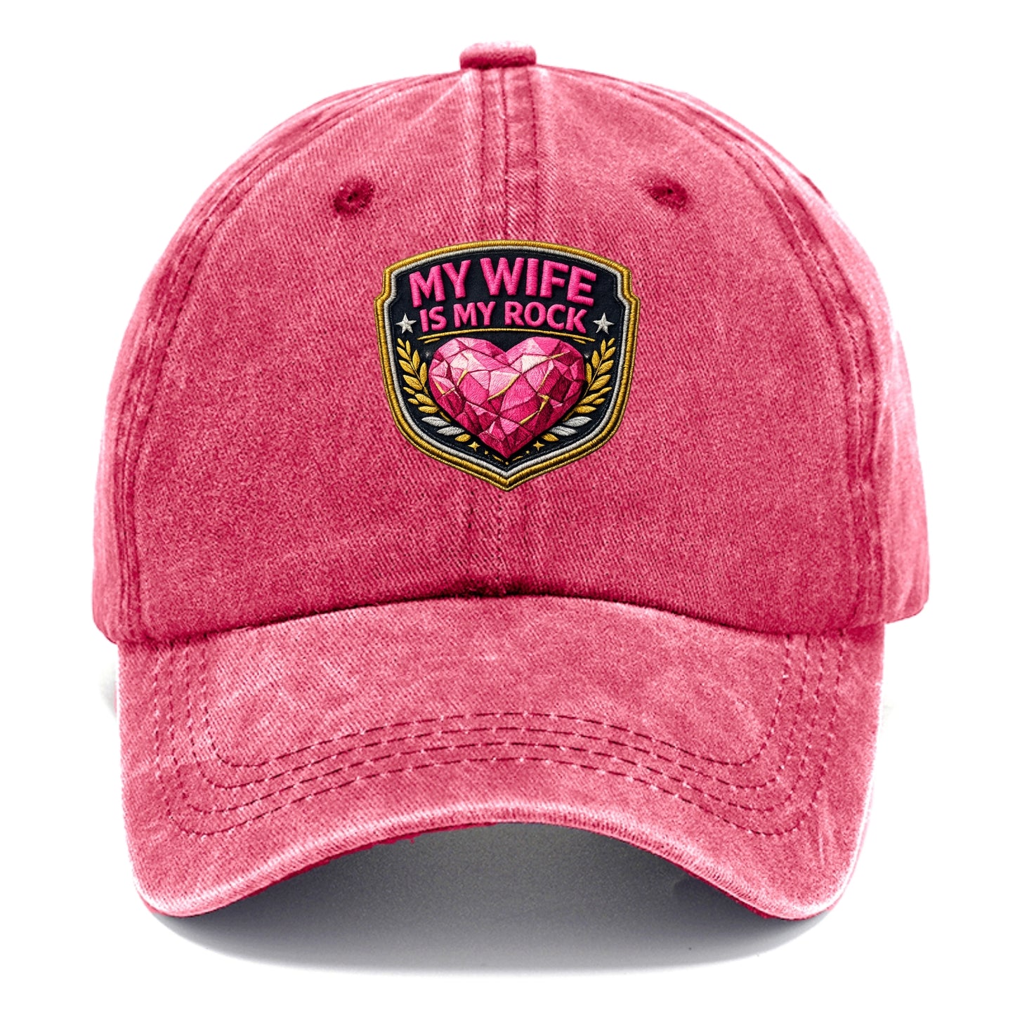 MY WIFE IS MY ROCK - pink rock heart - pink - solid wife - Classic Cap - Pomegranate Blush(Pink)