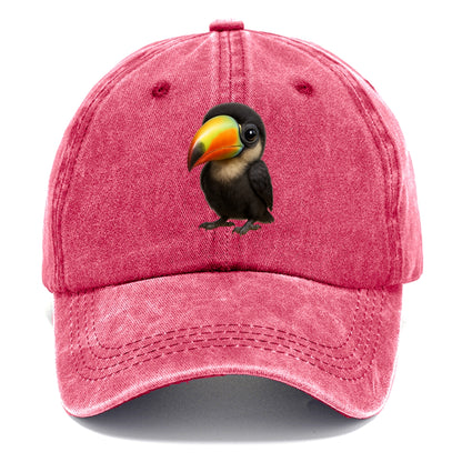 Baby Toucan - oversized colorful beak, black feathers, bright eyes, front-facing, - Classic Cap - Pomegranate Blush(Pink)