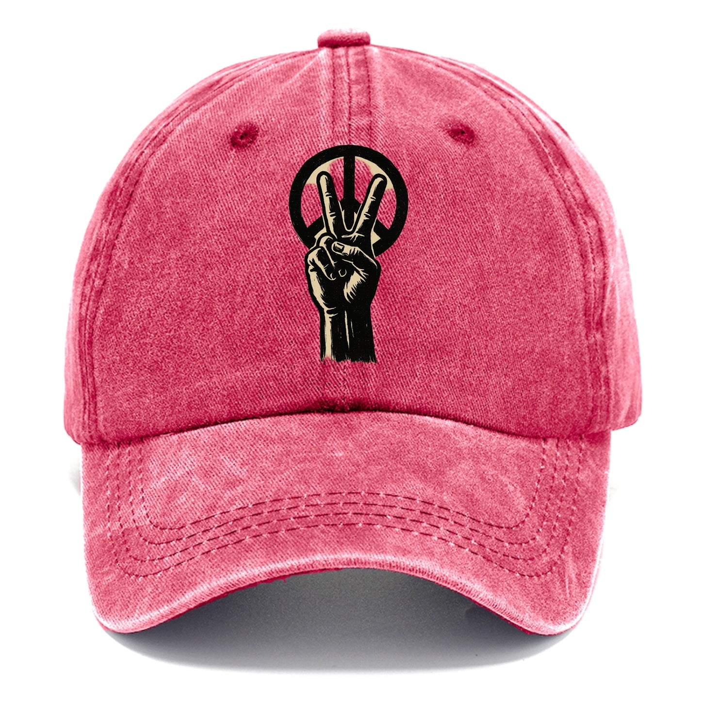 Peace sign hand gesture - anti-war movement ink brushstrokes - Classic Cap - Pomegranate Blush(Pink)