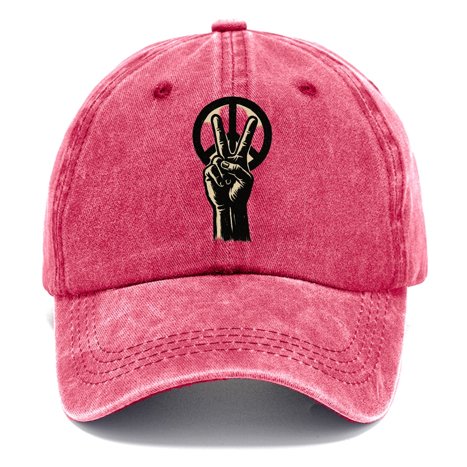 Peace sign hand gesture - anti-war movement ink brushstrokes - Classic Cap - Pomegranate Blush(Pink)