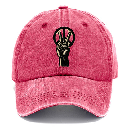 Peace sign hand gesture - anti-war movement ink brushstrokes - Classic Cap - Pomegranate Blush(Pink)