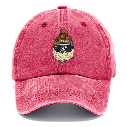 Quebec City Snowy Owl wearing Quebec beanie with pom pom and wayfarer sunglasses - Classic Cap - Pomegranate Blush(Pink)