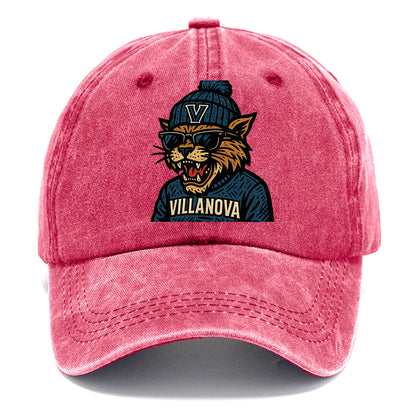 Villanova Wildcat wearing Villanova beanie with V patch - Classic Cap - Pomegranate Blush(Pink)
