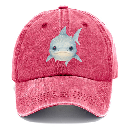 Baby Whale Shark - spotted blue-gray, wide mouth closed, tiny eyes, front-facing, - Classic Cap - Pomegranate Blush(Pink)