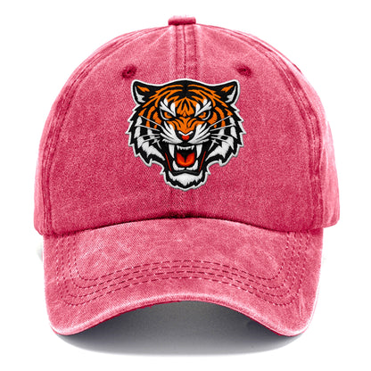 TIGER STRIPES FACE - fierce tiger face in orange, black and white , predator power - Classic Cap - Pomegranate Blush(Pink)