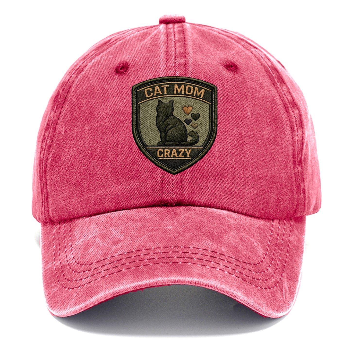 CAT MOM CRAZY - cat silhouette with hearts in purple , cat lady - Classic Cap - Pomegranate Blush(Pink)