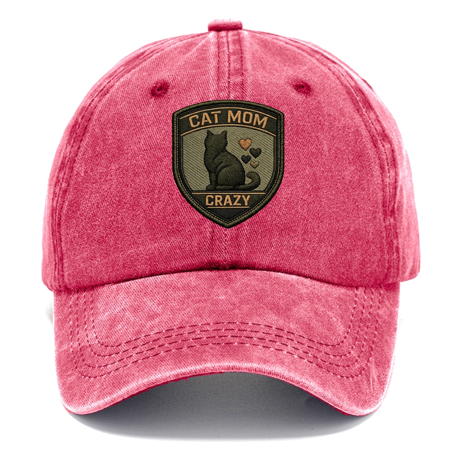 CAT MOM CRAZY - cat silhouette with hearts in purple , cat lady - Classic Cap - Pomegranate Blush(Pink)