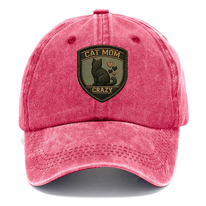 CAT MOM CRAZY - cat silhouette with hearts in purple , cat lady - Classic Cap - Pomegranate Blush(Pink)