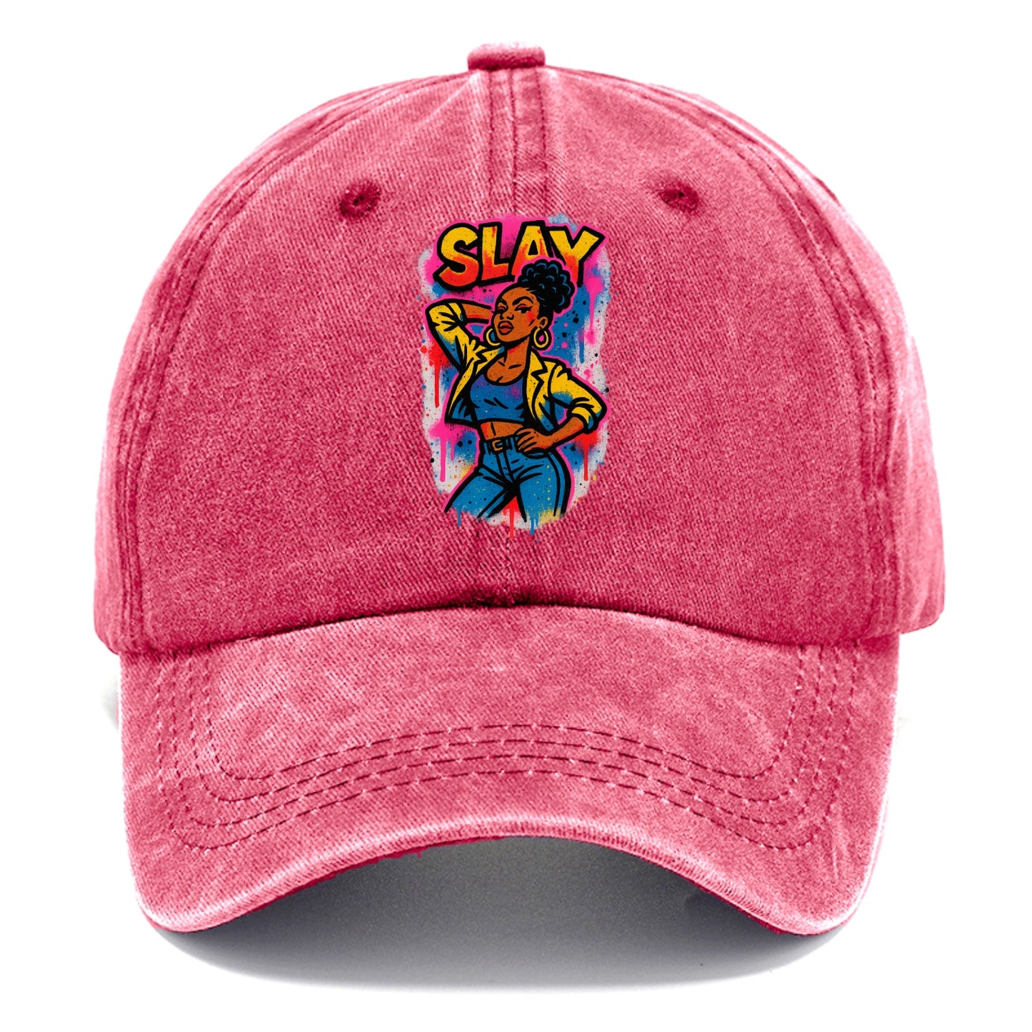 Empowered figure striking confident pose - "slay" culture, fierce and fabulous energy - Classic Cap - Pomegranate Blush(Pink)