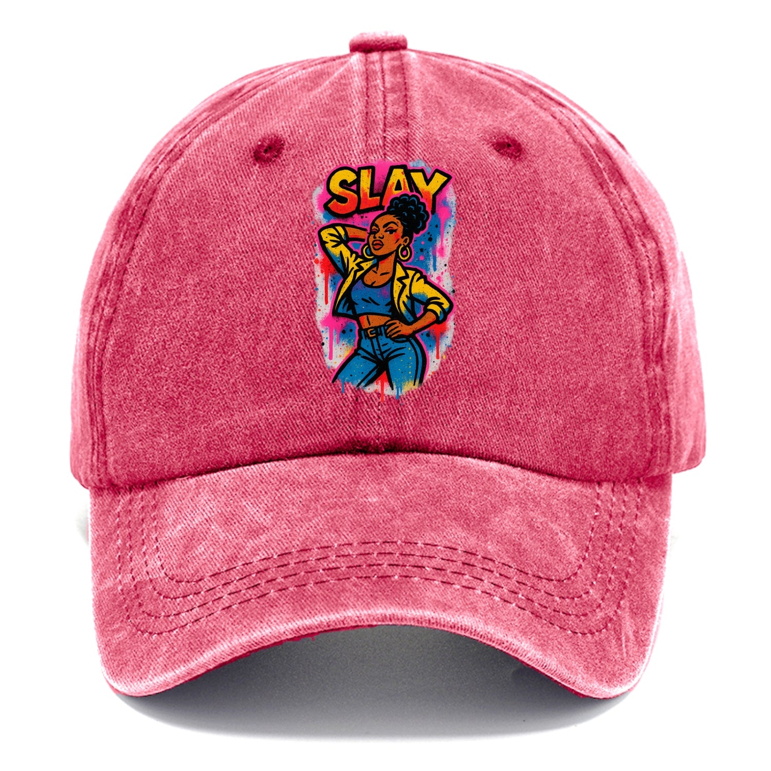 Empowered figure striking confident pose - "slay" culture, fierce and fabulous energy - Classic Cap - Pomegranate Blush(Pink)