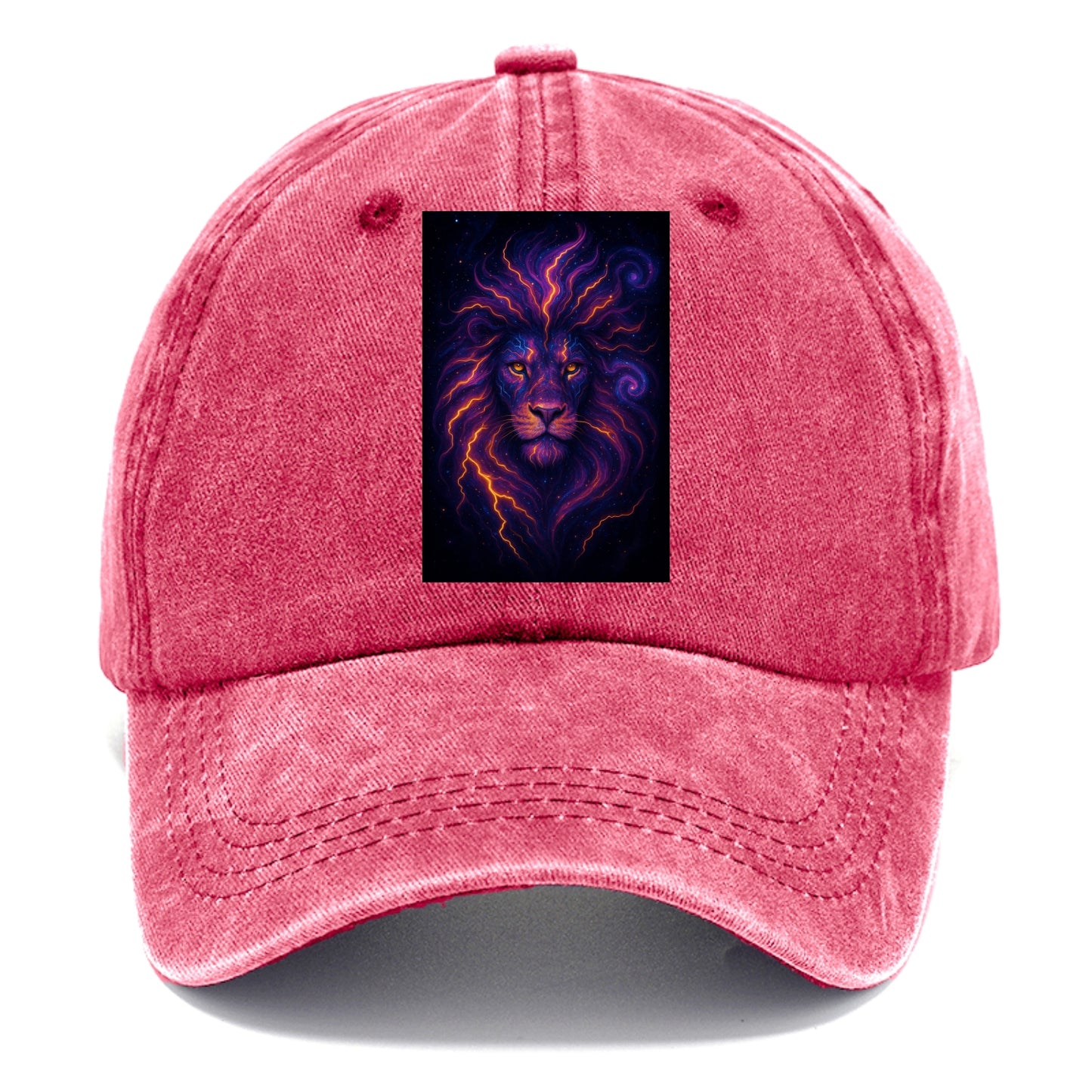 Regal lion with mane made of electric currents, neon yellow and hot pink energy - Classic Cap - Pomegranate Blush(Pink)