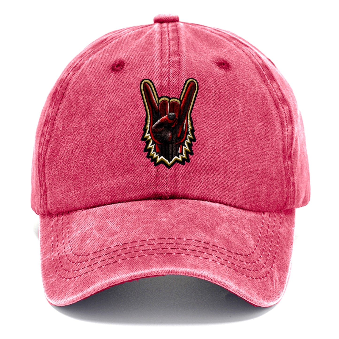 ROCK HAND HORNS - devil horns hand gesture in black and red , metal music - Classic Cap - Pomegranate Blush(Pink)