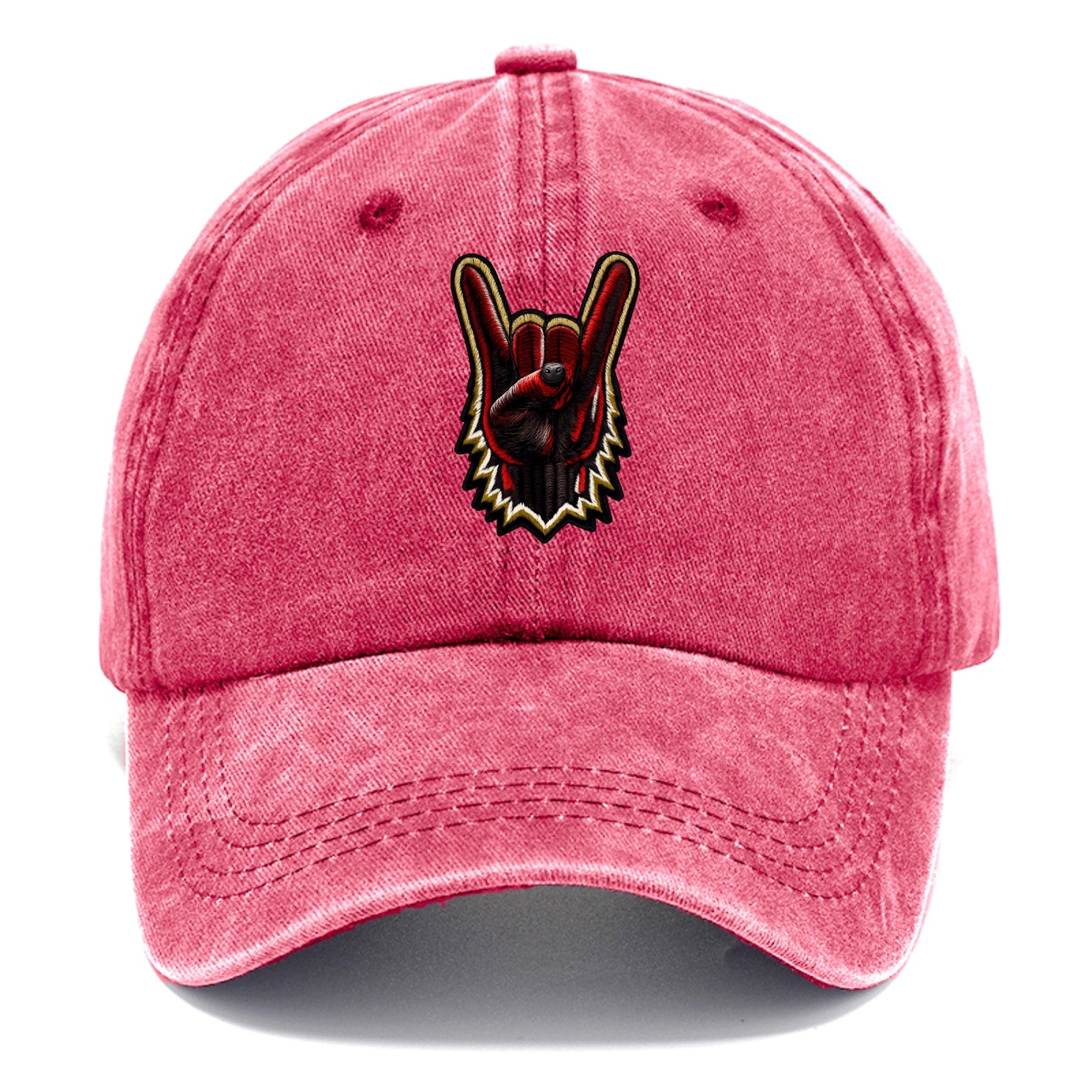 ROCK HAND HORNS - devil horns hand gesture in black and red , metal music - Classic Cap - Pomegranate Blush(Pink)