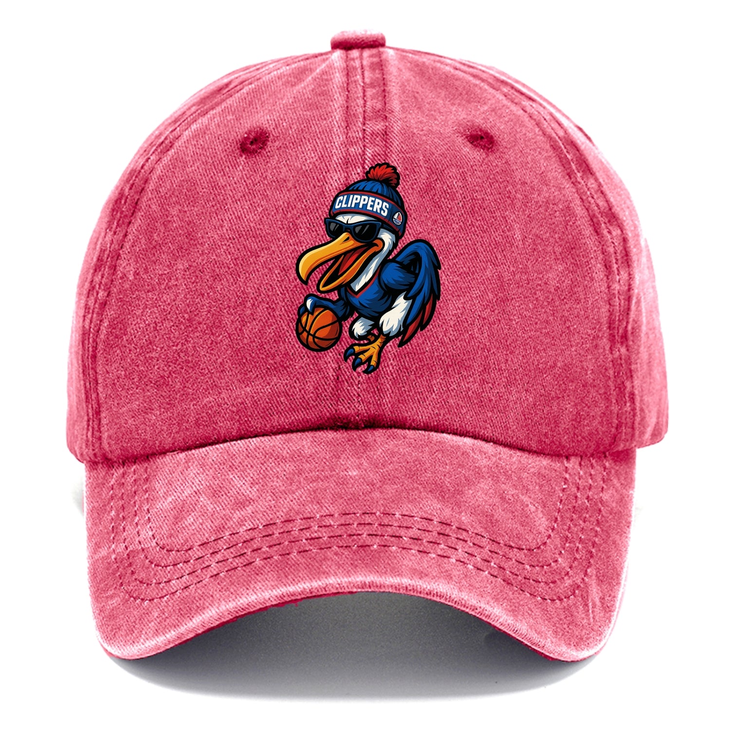 Los Angeles Pelican wearing Clippers beanie with sailboat patch and wayfarer - Classic Cap - Pomegranate Blush(Pink)