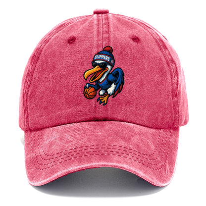 Los Angeles Pelican wearing Clippers beanie with sailboat patch and wayfarer - Classic Cap - Pomegranate Blush(Pink)